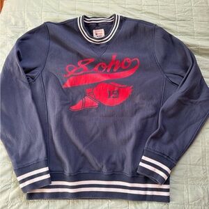 Champion Todd Snyder Navy and Red Graphic Crewneck Sweatshirt